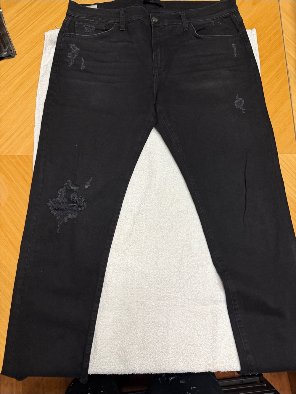 Joe's Jeans Black Straight Distressed Men's Jeans 38 Waist